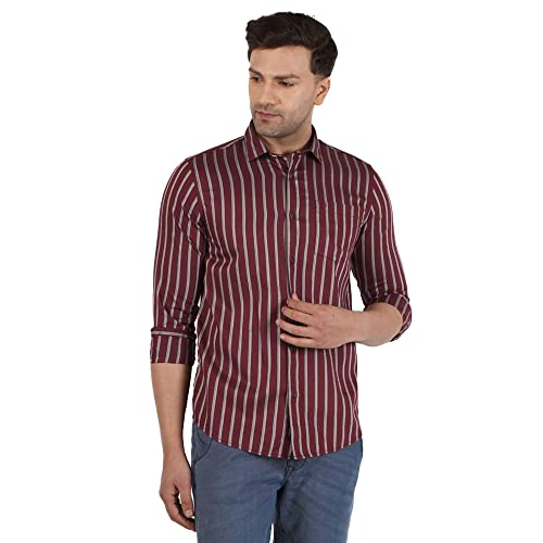 Image of blackberrys Stripes Cotton Slim Fit Mens Casual Shirt