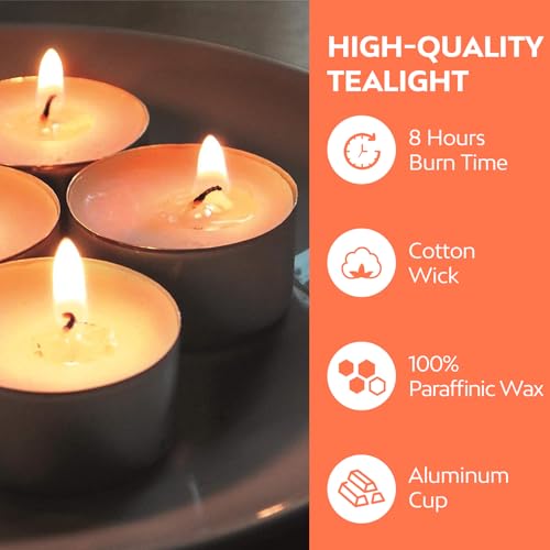 Tea Lights Candles 8 Hour Long Burn Time White Unscented 100 Pack - Image 4