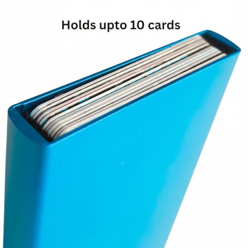 Image of Bracevor 10 Slot popup Aluminium Metal Card Holder Wallet | RFID Blocking | for Men & Women | Credit & Debit Cards - Blue
