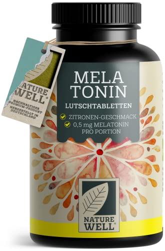 Melatonin Lutschtabletten ZITRONE 120x mit 0,5 mg pro Portion - Effektiver Melatonin-Komplex mit Magnesium, L-Theanin und Glycin - zuckerfrei gesüßt und 100% vegan, Vorratspack für 240 Anwendungen Cover