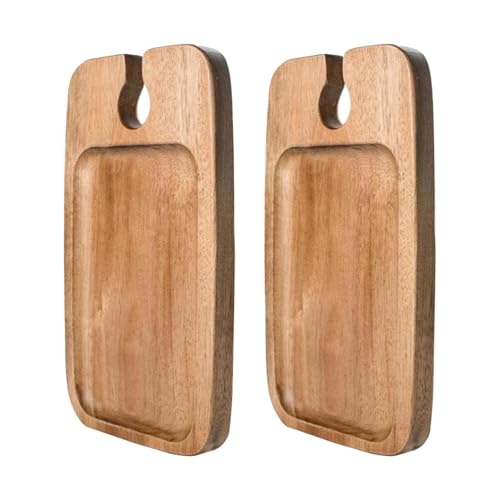 FytStycale 2 Piezas Plato Aperitivo Vino Tabla Madera con Soporte para Copa Bandeja para Snacks Charcutería Adecuada para Picnics Desayunos Familiares Meriendas, 2 Piezas, Individual