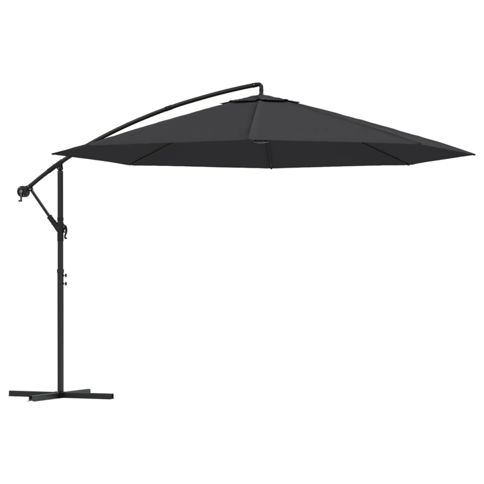 Sombrilla voladiza con Poste de Aluminio Negro 350 cm, Parasoles De Jardin, Sombrilla Piscina, Sombrilla Terraza Exterior, Parasol Playa, Sombrillas para Jardin - 47130