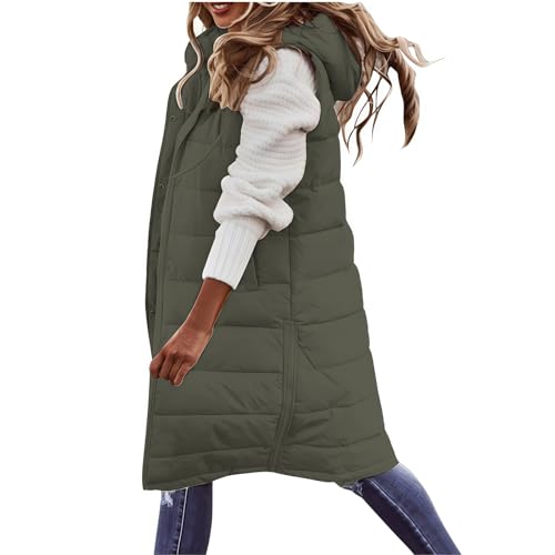 Canbebig Long Puffer Vest Women Quilted Hooded Sleeveless Zip Up Puffy Jacket Outerwear Padded Jacket Winter Fashion Coat2