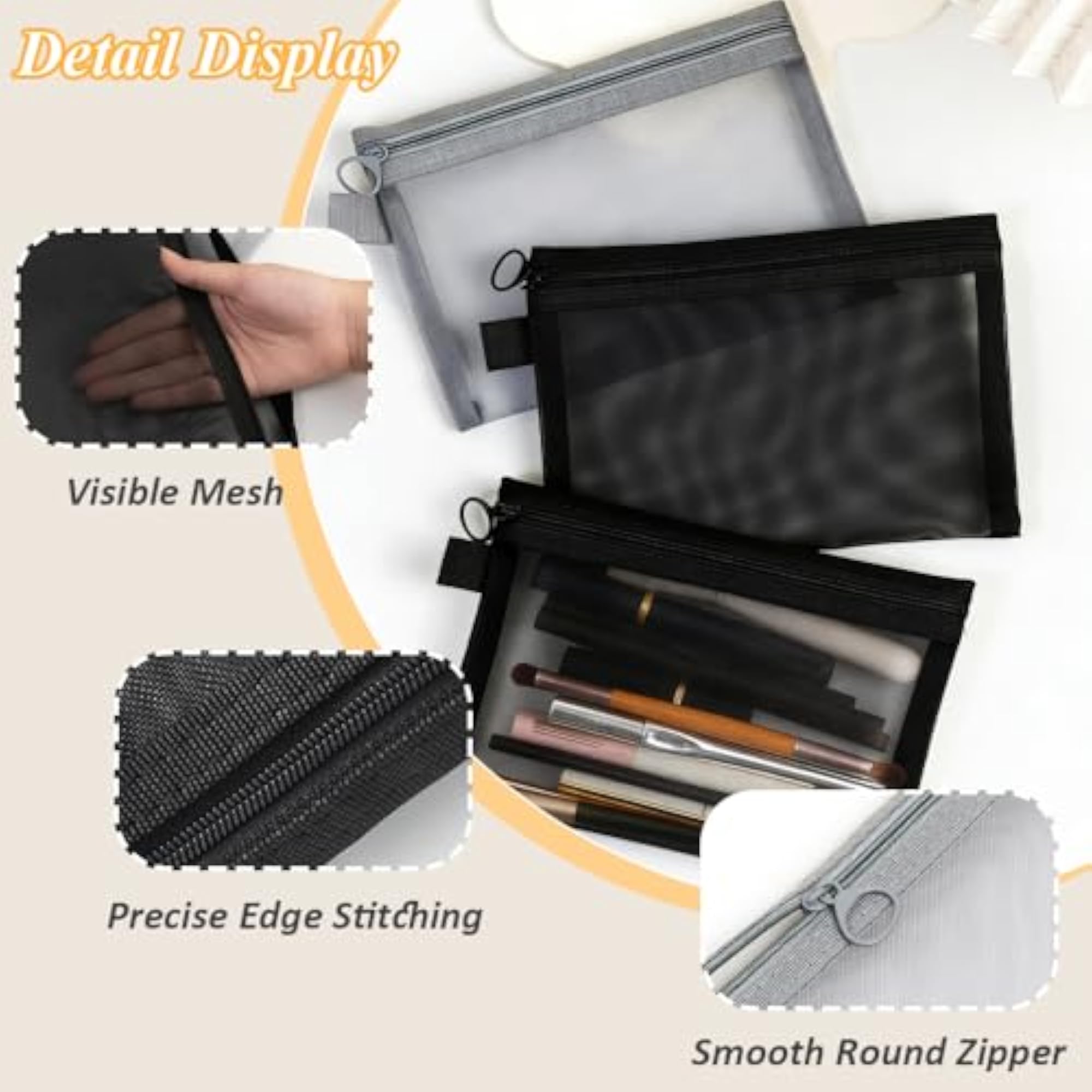 6 Pcs Small Makeup Bag Set, Portable Clear Pouches
