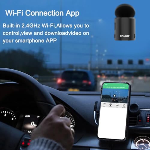 Image of Conbre Blackbox 2MP Wide Angel Full HD Car Dash Camera | Super Capacitor | WiFi Direct Connect | Emergency Recording | Easy DIY Set Up | Upto 256GB SD Card (Jet Black) (Blackbox)