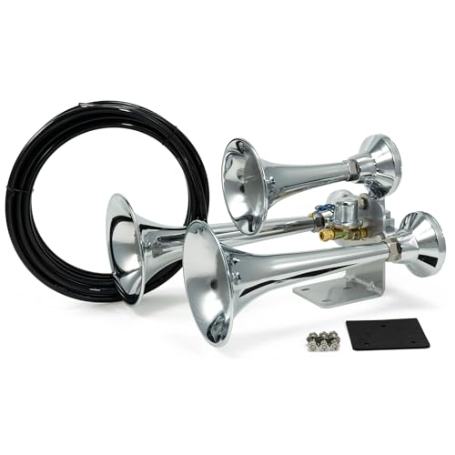 Hornblasters Chrome Outlaw 2 Gallon 150 PSI All-In-One Train Horn Kit - 3 Trumpets -