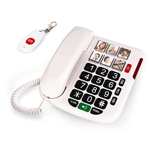 Sangyn Big Button Landline Phone For Seniors With Sos Function And Photo Memory Corded Home Telephone With One-Touch Dialing And Adjustable Volume For Visually And Hearing Impaired #TOP21