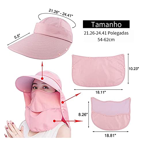 Chapéu de Sol Feminino Proteção Solar Chapéus de Pesca Viseira para Praia com Aba Larga Bonés Dobráv