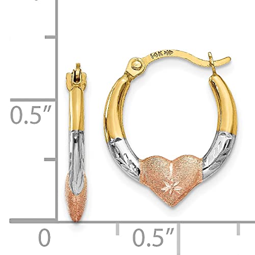 14k Yellow Gold White Rose Heart Hoop Earrings Love Fine Jewelry For Women Gifts For Her - Image 5