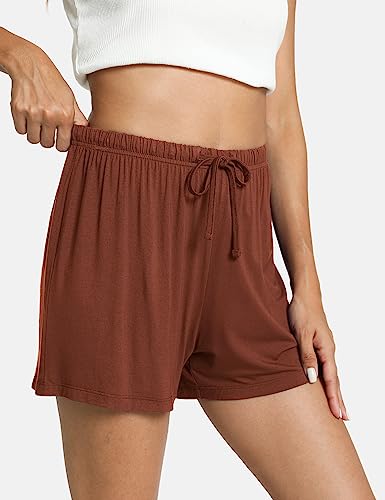 Image of GYS Women's Bamboo Viscose Cooling High Waisted Pajama Shorts | Moisture wicking, Breathable, Tagless, Soft stretch, Elastic waist with drawstring, for hot flashes & summer sleep