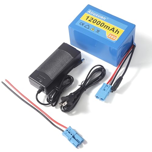 Airuxuan 24V 12Ah Lithium Battery for Kids Ride-On Cars & Power Wheels, 25A BMS, 2A Fast Charger,Compatible with Dynacraft Realtree 24V UTVs & Disney Princess Carriage