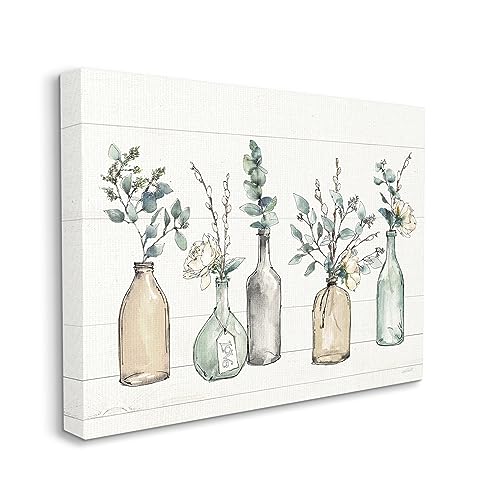 Stupell Industries Bottles and Plants Farm Wood Textured, Design by Anne Tavoletti Wall Art, 24 x 30, Multi-Color
