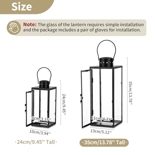 Miniatura 6 de Nuptio Linterna De Vela Al Aire Libre Negro: 35cm Altura Linternas Vela Jardín Interior Colgante Decorativo Monumento Metal Vidrio Al Aire Libre La Sala Estar Navidad Halloween Boda Centros Mesa