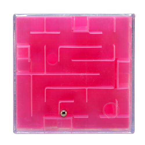 PLAYZOCO Labyrinthwürfel, kubisches Puzzle, dreidimensionales Puzzle, Labyrinth 3D, Weltraum-Herausforderungsspiel, 3D-Puzzle, geeignet für Kinder und Erwachsene, 8 x 8 x 8 cm, Rosa