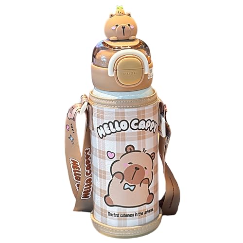 Bouteille d'eau Capybara réutilisable 520 ML gourde paille plastique