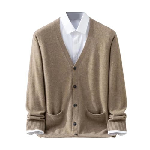 Cárdigan de cachemira 100% con cuello en V hombre abrigo sin peso para evitar el frío invernal