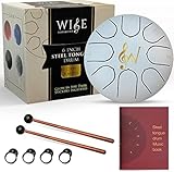 Steel Tongue Drum, Wise Harmony Steel Drum,6 Inch 8 Note Steel Hand Drum with Bag Music Book Drumsticks, Glow In The Dark, Musical Education, Meditation or Yoga, Zen Gift (White)