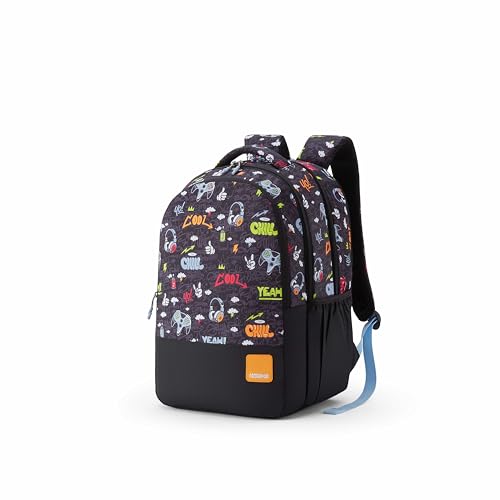 Image of American Tourister Drip | 33 Ltrs | 3 Compartments | Bottle Pocket | Ergonomic Padded Back Panel & Shoulder Straps | School Backpack for Boys & Girls | 1 Year International Warranty | Gamer Black