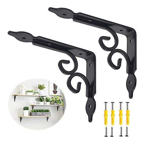 Supports d'étagères robustes en métal noir au design géométrique haut de gamme