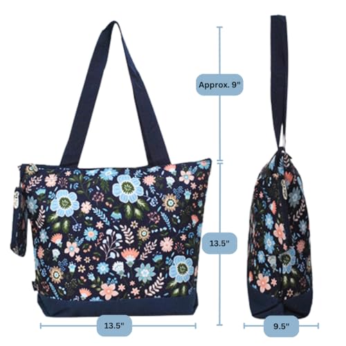 Image of NGIL Medium Top Zipper Closure Canvas Tote Bag with Attached Matching Coin Purse For Moms and Nurses