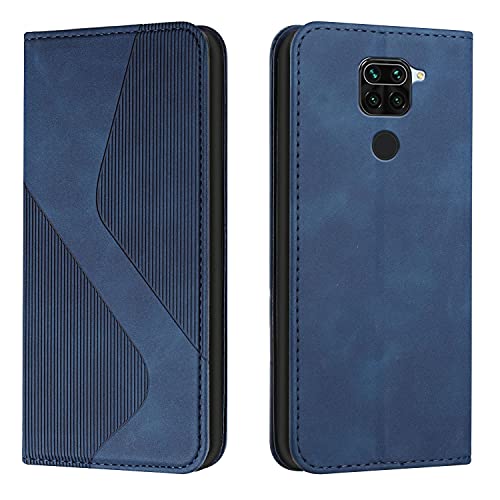 Mo-Somnus Kompatibel mit Xiaomi Redmi Note 9/Redmi 10X 4G Hülle Magnet PU Leder Flip Wallet Case Tasche Handyhülle Schutzhülle Xiaomi Redmi Note 9/Redmi 10X 4G Klapphülle mit [Kartenfächer] (Blau)