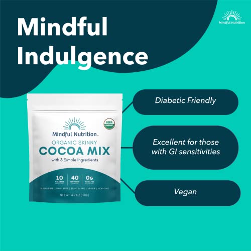 Mindful Nutrition Organic Skinny Hot Cocoa Mix - 40 Servings - Sugar Free Hot Chocolate Mix Gluten Free Dark Chocolate High Flavonoid Cocoa Powder Keto Friendly Dairy Free Vegan Ebt Eligible Low Carb #TOP6