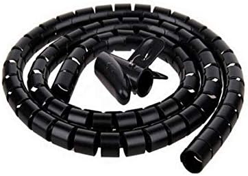 Spiral Wrap Wire 2pcs Flexible Tube Cable Organizer Cord Protector Management Storage Pipe Electric Protecting Corrugated Hose Flame Retardant Bands Sheath Sleeves Winding Covering (25mm)