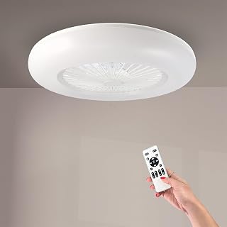 M Ledme - LED-Deckenventilator Aero/DC-Motor/Weiß/Fernbedienung inklusive/Ultraleise/Sommer-Wintermodus/Timer.Modernes Design und einfache Installation.LM8085