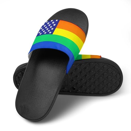 Gay Rainbow Pride LGBTQ Star U.S. House Sandals Non-Slip Bathroom Slippers Beach Summer Shoes for Men Women4