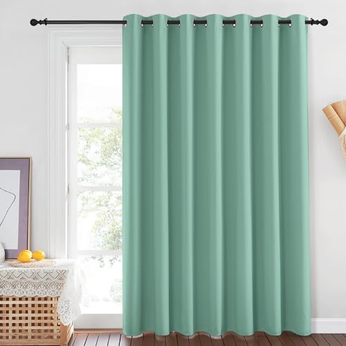 NICETOWN 84 inch Sliding Door Curtains for Bedroom, Grommet Thermal Insulated Blackout Window Treatment Sound Reducing Drape for Living Room, Aqua Blue, 1 Panel, W100 x L84