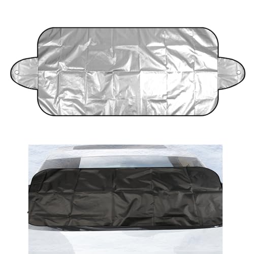 Image of Car Windshield Cover for Ice and Snow, Against Frost Ice and Snow Easy Installation Front Windshield Cover, 190T Silver Coated Cloth Double-sided Protective Auto Cover, Universal for Cars (Silver)