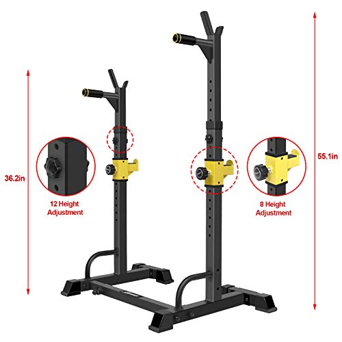 UBOWAY Barbell Rack Squat Stand Adjustable Bench Press Rack 550LBS Max Load Multi-Function Weight Lifting Home Gym Fitness