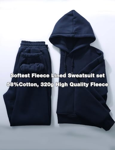 Flygo Womens Fleece 2 Piece Outfits Sweatsuit Crop Pullover Sweatshirt Joggers Pants Tracksuit Set
