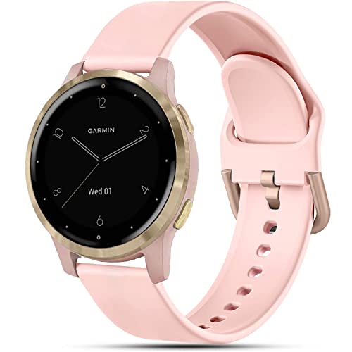 Issinlky Bracelet pour Garmin Vivoactive 4S/Venu 2S/Vivomove 3S, 18mm bracelet silicone pour Fossil Femme Gen 6/Fossil Femme Gen 5E/Fossil Femme Q Venture HR Gen 4/Gen 3/Withings Steel HR 36 mm