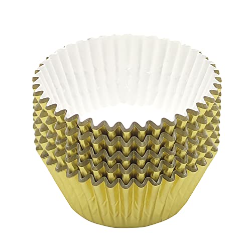 Image of Standard Gold Foil Cupcake Liners Muffin Baking Cups for Party and More, 100-Count