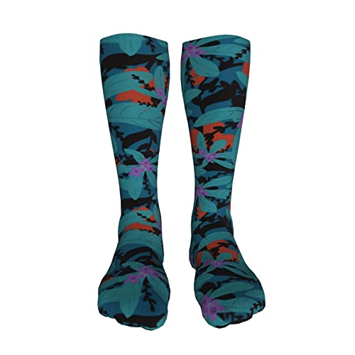 Blauwe Bloemen Heren Kniekousen voor Vrouwen, Boho Over De Kalf Sokken voor Mannen, Dikke Warme Lange Buis Sokken Bulk Casual Mid Calf Sokken (04), 04, one size - Afbeelding 5