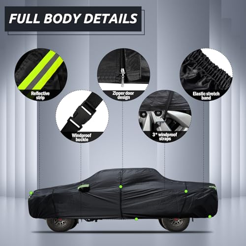 Image of Migaven 6 Layers Car Cover Custom Fit for Toyota Tacoma 2005-2025, Waterproof Full Exterior Cover Rain Sun Protection with Door Zipper