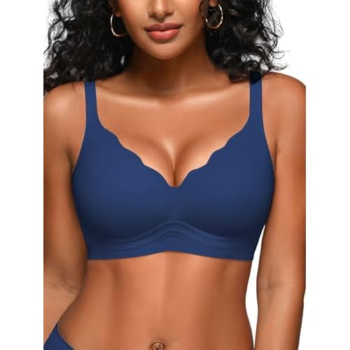 Jelly Bras for Women - S-2XL Wireless Seamless Padded Bralette with Support, No Underwire Comfortable T-Shirt Bra Black Small