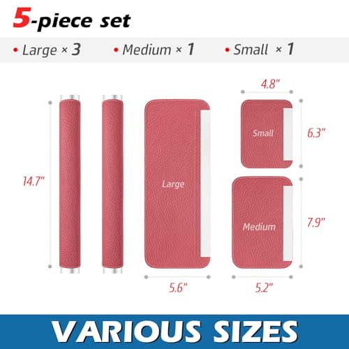Refrigerator Door Handle Covers, 5 PCS, Adjustable Appliance Handle Covers, Keep Your Kitchen Clean, Microwave Oven Stove Dishwasher Handle Protector, Non Slip Fridge Handle Cover(Blush Red)