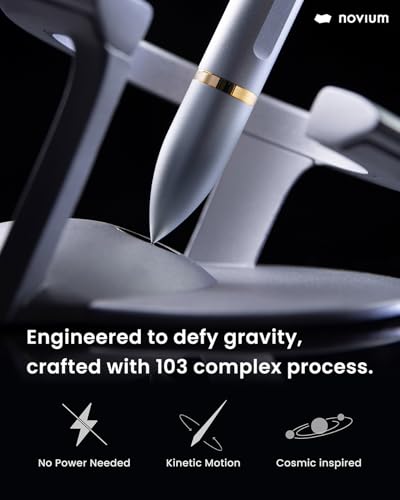 novium Hoverpen Interstellar - lewitujący długopis na biurko, pierścień z 18-karatowego złota, design inspirowany kosmosem, wkłady Schmidt w zestawie, pomysł na luksusowy prezent, Starlight Silver