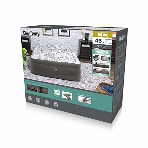 Bestway 80" x 60" x 18"/2.03m x 1.52m x 46cm Tritech Cushify Top Air Mattress Queen Built-in AC Pump – Image 4