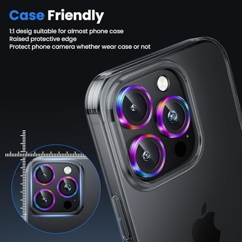 Image of CLITZ for iPhone 16 Pro /16 Pro Max Camera Lens Protector Original Individual Lens Screen Protector | 9H Hardness, Scratch-Resistant, Case Friendly (Colorful)