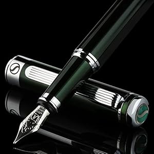 Scriveiner British Racing Green Füllfederhalter Chromapplikationen, Schmidt Feder (mittel), bestes Geschenk für Herren…