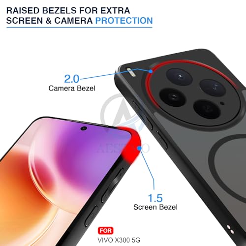 Image of AESTMO Vivo X300 5G Back Cover | 360 Protection | Matte Frosted Hard Back Translucent | Compatible with MagSafe Accessories (MagSafe Matte Hard Black Bumber)
