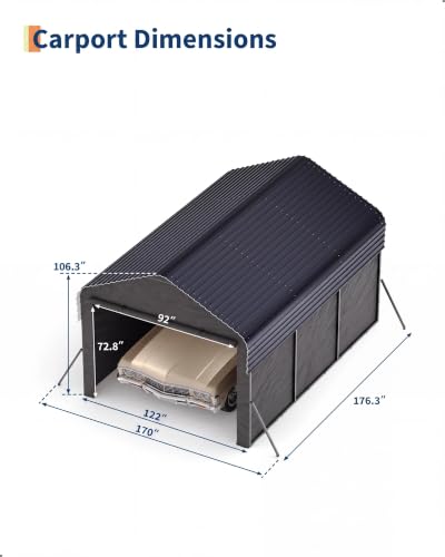 Image of GarveeLife 12x9 ft Metal Carport, Enclosed Car Ports