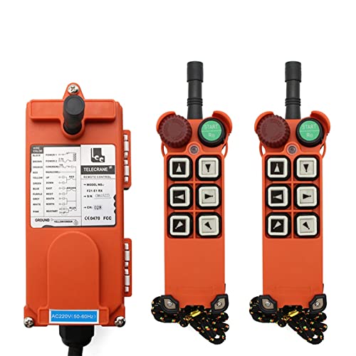 XIRIXX F21-E1 Emergency Stop Mushroom Head Crane Driving Hoist Industrial Wireless Remote Control 24V 220V,2 Transmitter 1 Receiver (Color : 868 mhz or 315 mhz, Size : 110V)