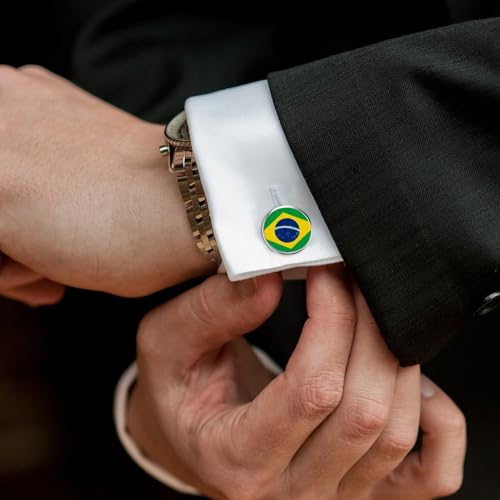 Mancuernillas clásicas para hombre con bandera de Brasil miniatura 5