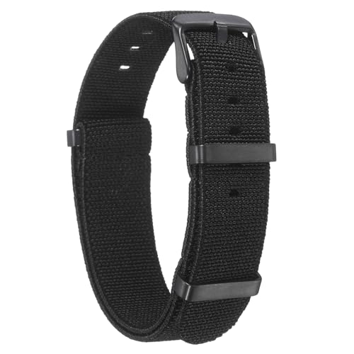 sourcing map Elastic Nylon Watch Band 22mm One-Piece French Watch Strap Waterproof Replacement Wristwatch Strap with Black Buckle for Men Women, Black