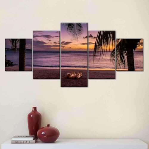 Toile paysage d'arbres de plage HD grand format 100 x 50 cm avec cadre