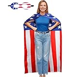 Maklulu American Flag Cape, 4th of July American Flag Costume Cape, USA Patriotic Flag Cloak for Men Women Adults 4th of July Independence Day Decoration Blue-White